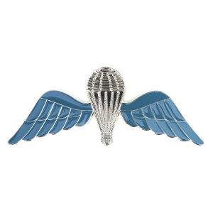 Army Badge: British Jump Wings, Silver/Blue Regulation size