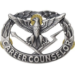 Army Badge: Career Counselor, regulation size, silver oxidized