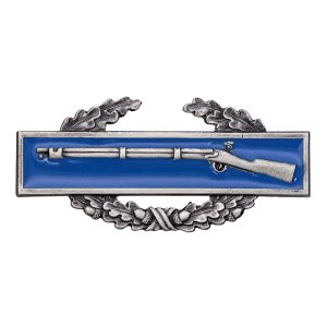Army Badge: Combat Infantry First Award, blouse miniature, silver oxidized