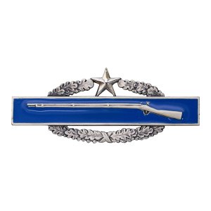 Army Badge: Combat Infantry Second Award, silver oxidized