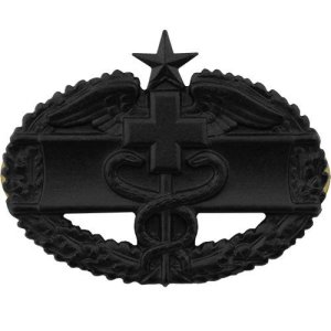 Army Badge: Combat Medical Second Award, black metal