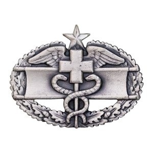 Army Badge: Combat Medical Second Award, silver oxidized
