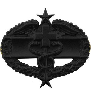 Army Badge: Combat Medical Third Award, black metal