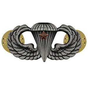 Army Badge: Combat Parachute First Award, silver oxidized