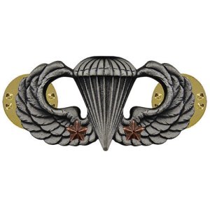 Army Badge: Combat Parachute Second Award, silver oxidized