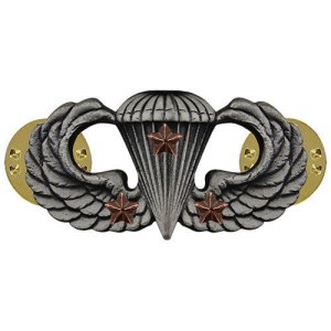 Army Badge: Combat Parachute Third Award, silver oxidized