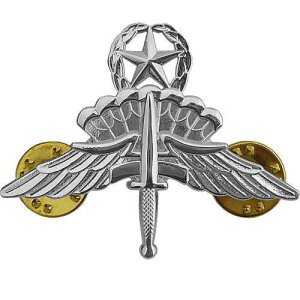 Army Badge: Free Fall Master Jump Wings Halo, mirror finish