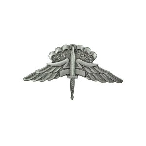 Army Badge: Freefall Jump Wings Halo, regulation size, silver oxidized