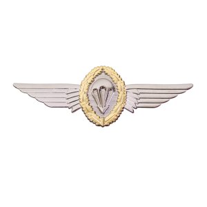 Army Badge: German Jump Wings Silver with Gold Wreath Regulation size