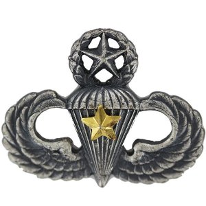 Army Badge: Master Combat Parachute Fifth Award, silver oxidized