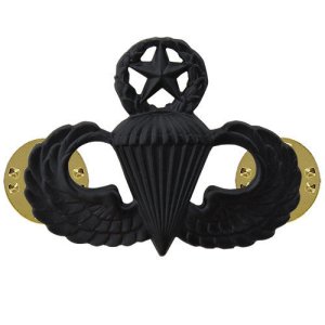 Army Badge: Master Parachute, regulation size, black metal