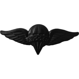 Army Badge: Parachute Rigger, black metal
