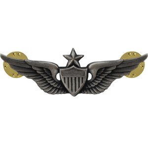 Army Badge: Senior Aviator, regulation size, silver oxidized