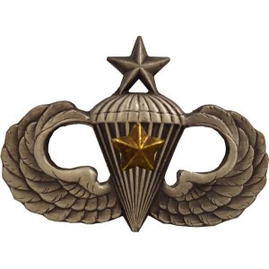 Army Badge: Senior Combat Parachute Fifth Award, silver oxidized
