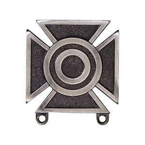 Army Badge: Sharpshooter, regulation size, silver oxidized