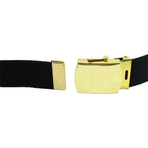 Army Belt: Black Elastic with 22k Gold Buckle and Tip, female