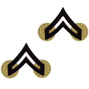 Army Chevron: Corporal: CPL, black metal
