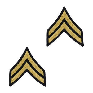 Army Chevron: Corporal, gold embroidered on blue, female