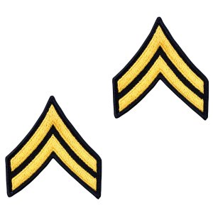 Army Chevron: Corporal, gold embroidered on blue, male