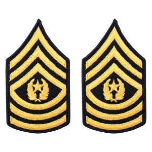 Army Chevron: Female Command Sergeant Major, gold embroidered on blue