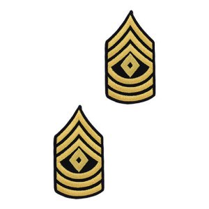 Army Chevron: First Sergeant, gold embroidered on blue, female