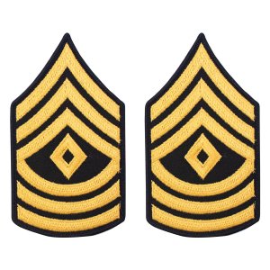 Army Chevron: First Sergeant, gold embroidered on blue, male