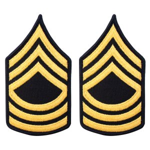 Army Chevron: Master Sergeant, gold embroidered on blue, female