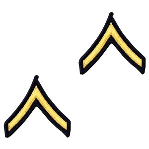 Army Chevron: Private, gold embroidered on blue, female
