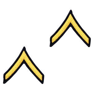 Army Chevron: Private, gold embroidered on blue, male