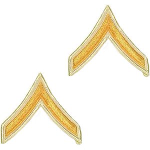 Army Chevron: Private, gold embroidered on white, small