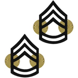 Army Chevron: Sergeant First Class, black metal