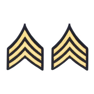 Army Chevron: Sergeant, gold embroidered on blue, female