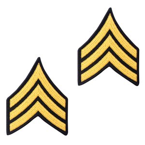 Army Chevron: Sergeant, gold embroidered on blue, male