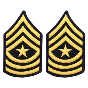 Army Chevron: Sergeant Major, gold embroidered on blue, female