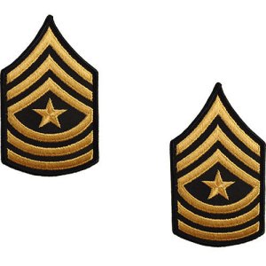 Army Chevron: Sergeant Major, gold embroidered on green, female