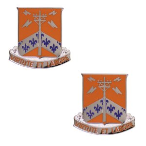 Army Crest: 302nd Signal Battalion, Motto: Virtute Et Labore
