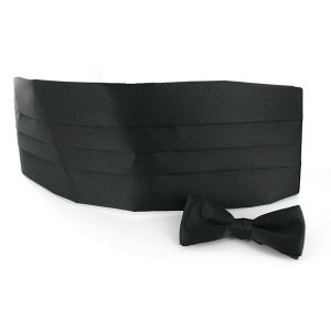Army Cummerbund and Bow Tie Set, black