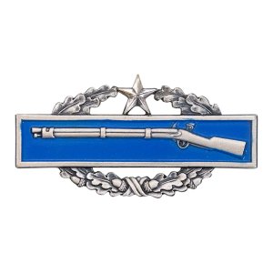 Army Dress Badge: Combat Infantry 2nd Award, miniature blouse silver oxidized