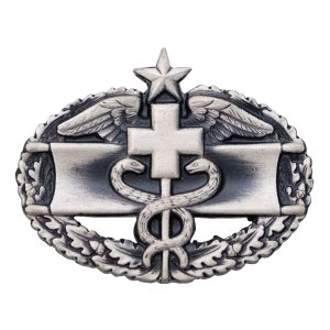 Army Dress Badge: Combat Medical Second Award, miniature, silver oxidized