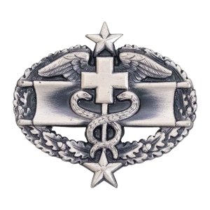Army Dress Badge: Combat Medical Third Award, miniature, silver oxidized