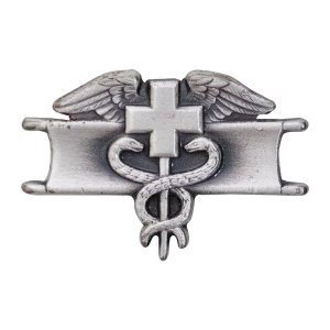 Army Dress Badge: Expert Field Medical, miniature, silver oxidized