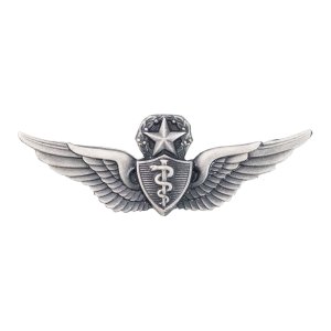 Army Dress Badge: Master Flight Surgeon, miniature, silver oxidized