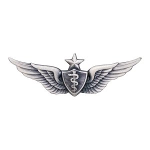 Army Dress Badge: Senior Flight Surgeon, miniature, silver oxidized