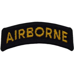 Army Embroidered Tab: Airborne, gold letters on black