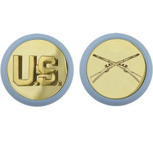 Army Enlisted Branch of Service Collar Device: US and Infantry, blue disc