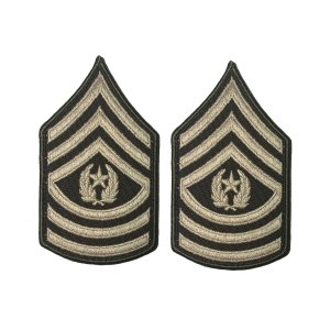 Army Green Service Uniform Chevron: Command Sergeant Major, embroidered on green, Small