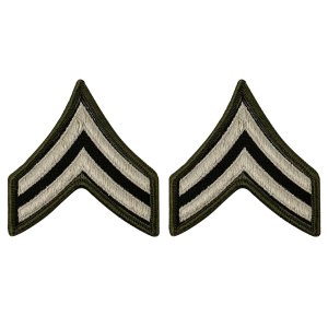Army Green Service Uniform Chevron: Corporal, embroidered on green, Small