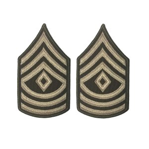 Army Green Service Uniform Chevron: First Sergeant, embroidered on green, Large