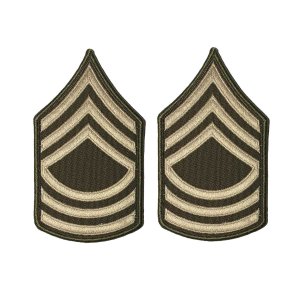 Army Green Service Uniform Chevron: Master Sergeant, embroidered on green, Small