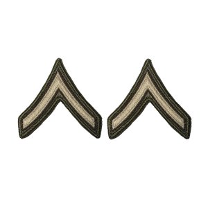 Army Green Service Uniform Chevron: Private, embroidered on green, Large